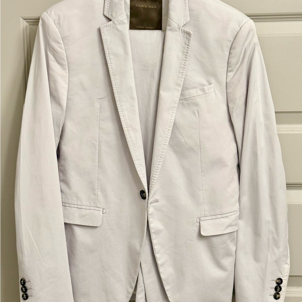 Off White Zara Suit Men 2 Piece (Jacket Size 36 - Pants Size 30)